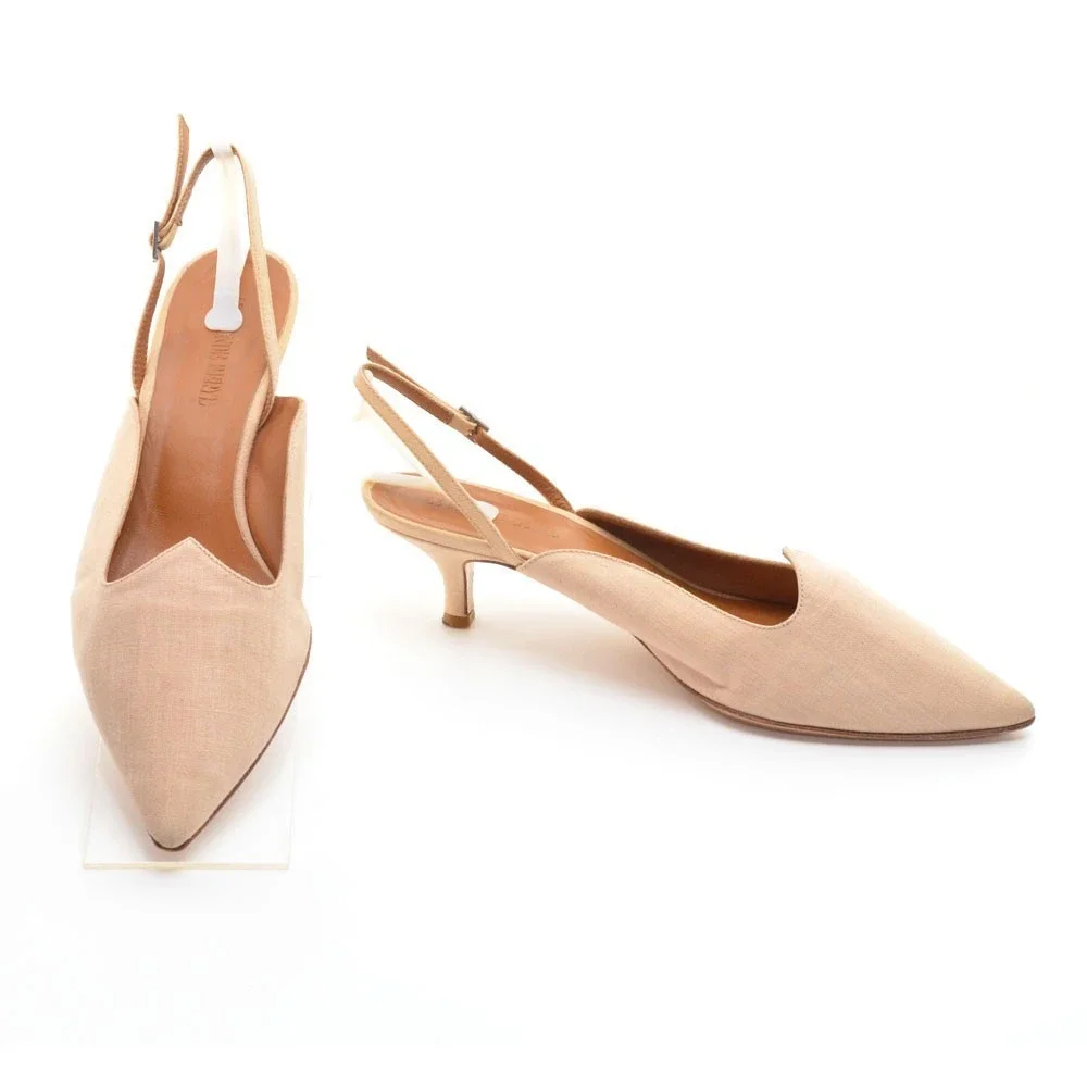 Le Monde Beryl Canvas Slingback Pointy Toe Pumps 40